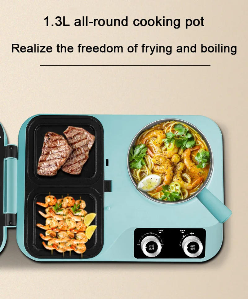 Description Picture 6 of itemHousehold Electric Breakfast Machine Panini Sandwich Maker Frying Pan Food Steamer Pasta Bread Baking Noodle Cooker Eggs Boiler