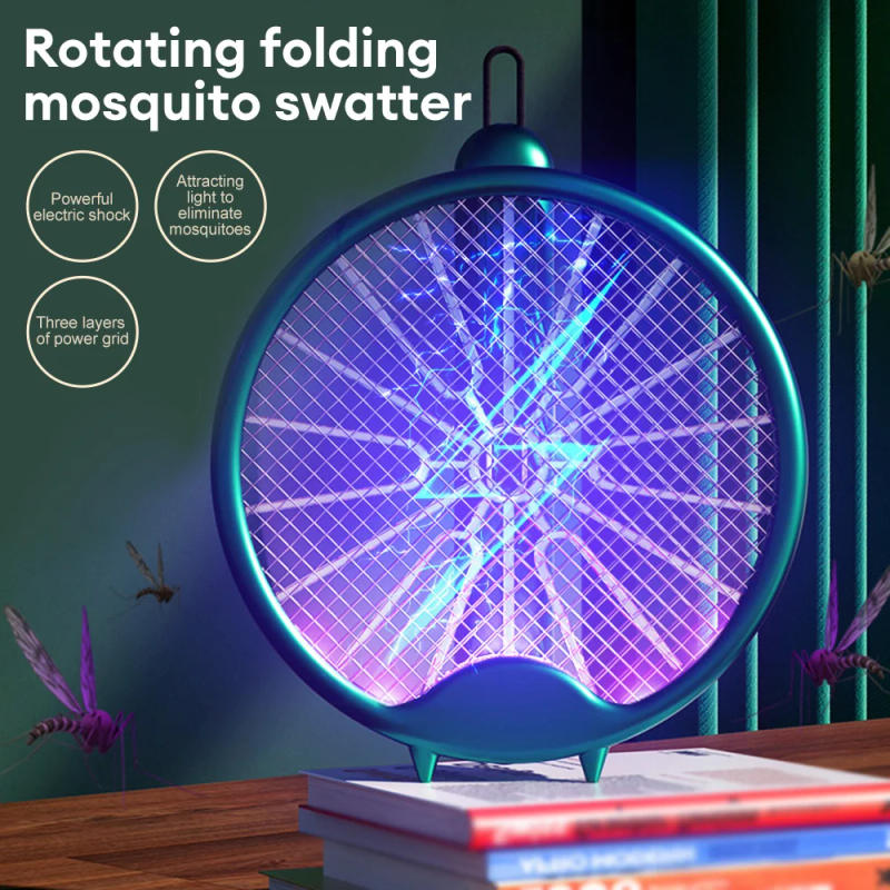 Description Picture 3 of item3000V Electric Mosquito Racket Mosquito Killer Lamp USB Rechargeable Foldable Mosquito Swatter Fly Swatter Repellent Lamp