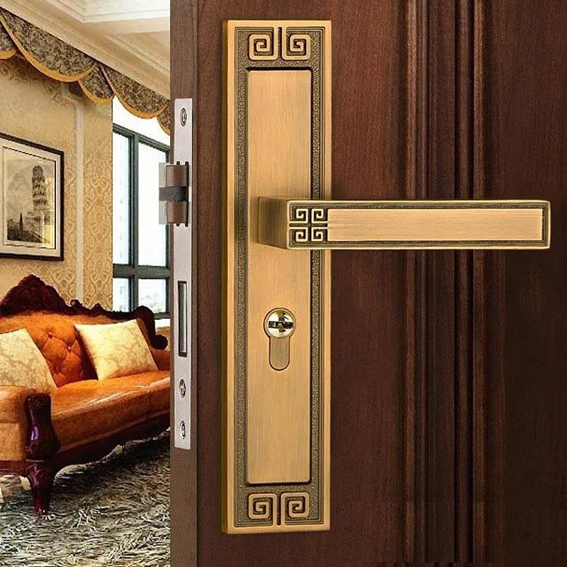 Description Picture 4 of itemChinese Style Bedroom Door Lock Zinc Alloy Handle Lock Body Set Universal Mute Security Door Locks Household Hardware