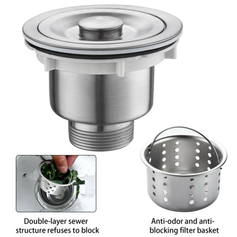 Description Picture 2 of item1Pc Kitchen Sink Waste Strainer Plug Stainless Steel Drain Filter Basket Sink Strainer Sewer Pipe Replacement Accessories
