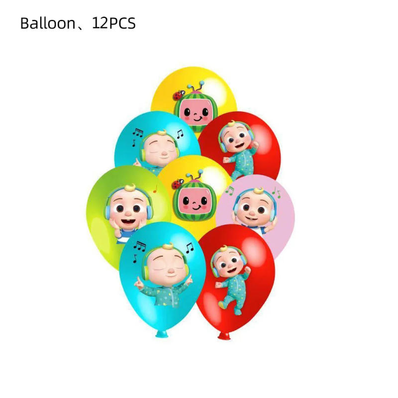 Description Picture 3 of itemIconic Brand Cartoon COCoOMELONS Birthday Party Decoration Supplies Baby Shower Disposable Tableware Balloon backdrop