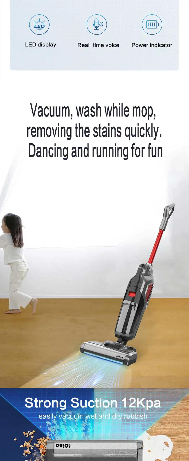 Description Picture 3 of itemLEDEAST Man5s Suction Mop And Washing Integrated Wireless Handheld Automatic Cleaning Sweeping Dry And Wet Vacuum Cleaner