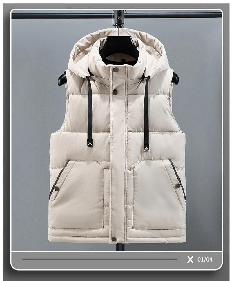 Description Picture 4 of itemMen Vest Windproof Vest Men Jacket Sleeveless Winter Jacket Casual Coat Men Down Cotton Warm Thicken Waistcoat Thick Clothing