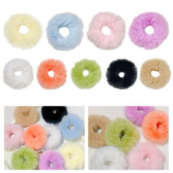 Faux Fur Hair Scrunchies Pom Pom Fluffy Bundle Scrunchies Adorable Furry Ponytail Hair Rope Stylish Braided Hair Accessories