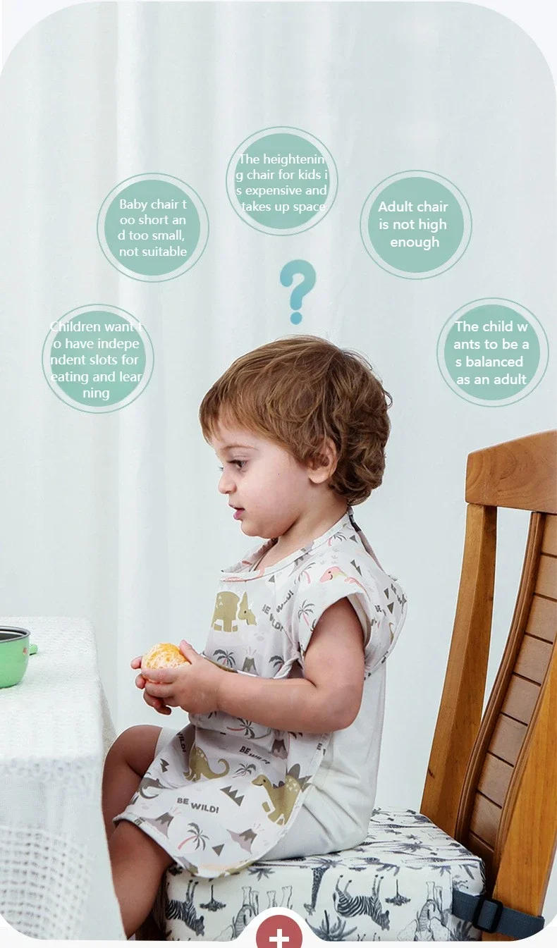 Description Picture 4 of itemChildren Increased Chair Pad Baby Booster Seat Portable Kids Dining Heighten Cushion Pram Chair Removable Adjustable