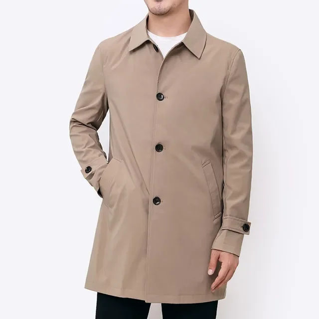 Trench Men Long Windbreaker Coat Fashion