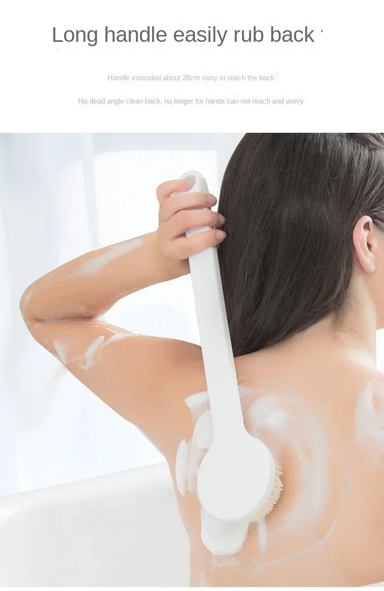 Description Picture 5 of item1pc Long Handle Back Brush for Shower Soft Bristles Body Exfoliating Bath Brush Skin Health Shower Back Scrubber Bath Supplies