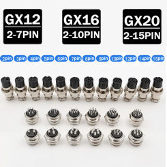 5/10/20 Set GX12 GX16 GX20 Circular Connectors,2 3 4 5 6 7 8 9 10 12 14 15 Pin Docking, Metal Aviation Plug Sockets Fixed Mobile