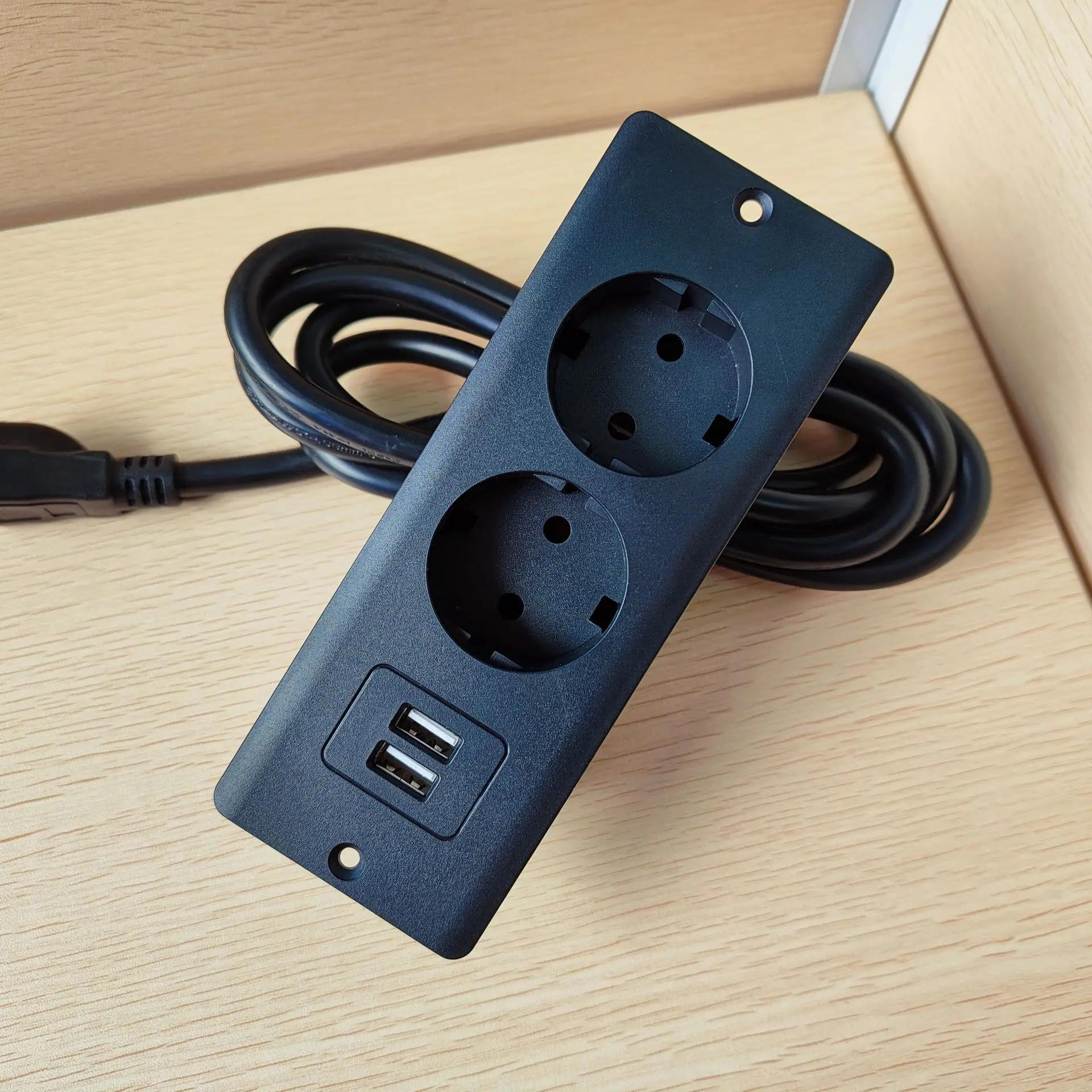 Description Picture 4 of itemEU KR Table Recessed Sockets 2 Outlets with USB type c 5V 2.1A  AC110 220 V Desk Home Office Hidden Power Electric Black Socket