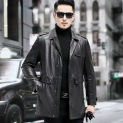 Tcyeek 100% Top Layer Cowhide Real Leather Jacket Men Spring Fall New Mens Leather Jackets High-end Mid-long Trench Coat Fashion