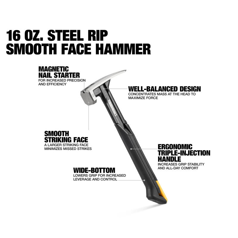 Description Picture 6 of itemTOUGHBUILT TB-H1-1R-S16/TB-H1-1R-S18 16 OZ. 18 OZ. Steel Rip Hammer Smooth Face Hand Tools