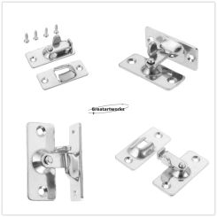 4pcs Door Latch w/screws Stainless Steel 90 Degree Gate Locker Buckles 44x19 mm 90 Degree Right Angle Sliding Windows Barn Gates