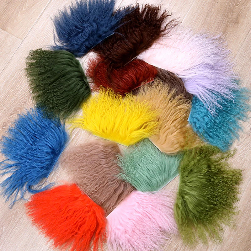 Description Picture 5 of itemHot Sale Beach Wool Hair Platoon Curly Hair Row Sheepskin Lamb Fur Pelt piece for BJD SD Blyth Dolls Wigs Hair Wefts