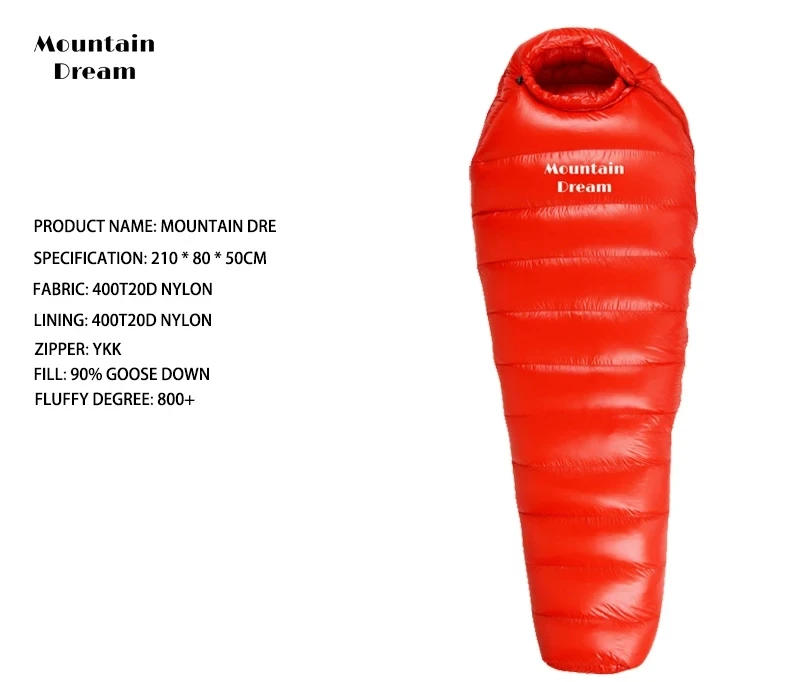 Description Picture 2 of itemMountaindream Outdoor Hiking White Goose Down Sleeping Bag Super Light Winter Autumn Mummy Adult Sleeping Bag Suitable for Trav