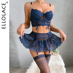 Ellolace Fancy Sexy Lingerie Lace Ultra Sexy Women's Ethical Underwear g-String Hot Skirt Ensemble Outfits Brazilian Underwear