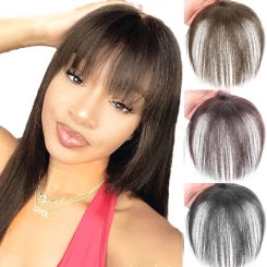 Hair Volume Clip On Cover White Hair Hair Extensions Girl Front Neat Bang 3d Air Bangs Wig Synthetic Hairpiece Straight Bangs