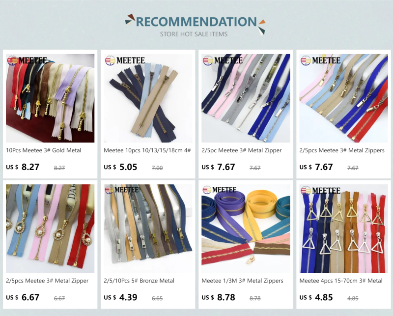 Description Picture 2 of itemMeetee 1/3M 3# Metal Zippers Code Loading Coil Gold Teeth Zips for Clothing Purse Zip Repair Kit DIY Garment Sew Zipper Material