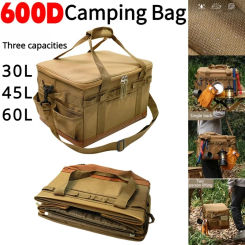 30L/45L/60L Picnic Bags Outdoor Camping Storage Bag Folding Large Capacity Box for Family Camping & Hiking Cooking Supplies Tool