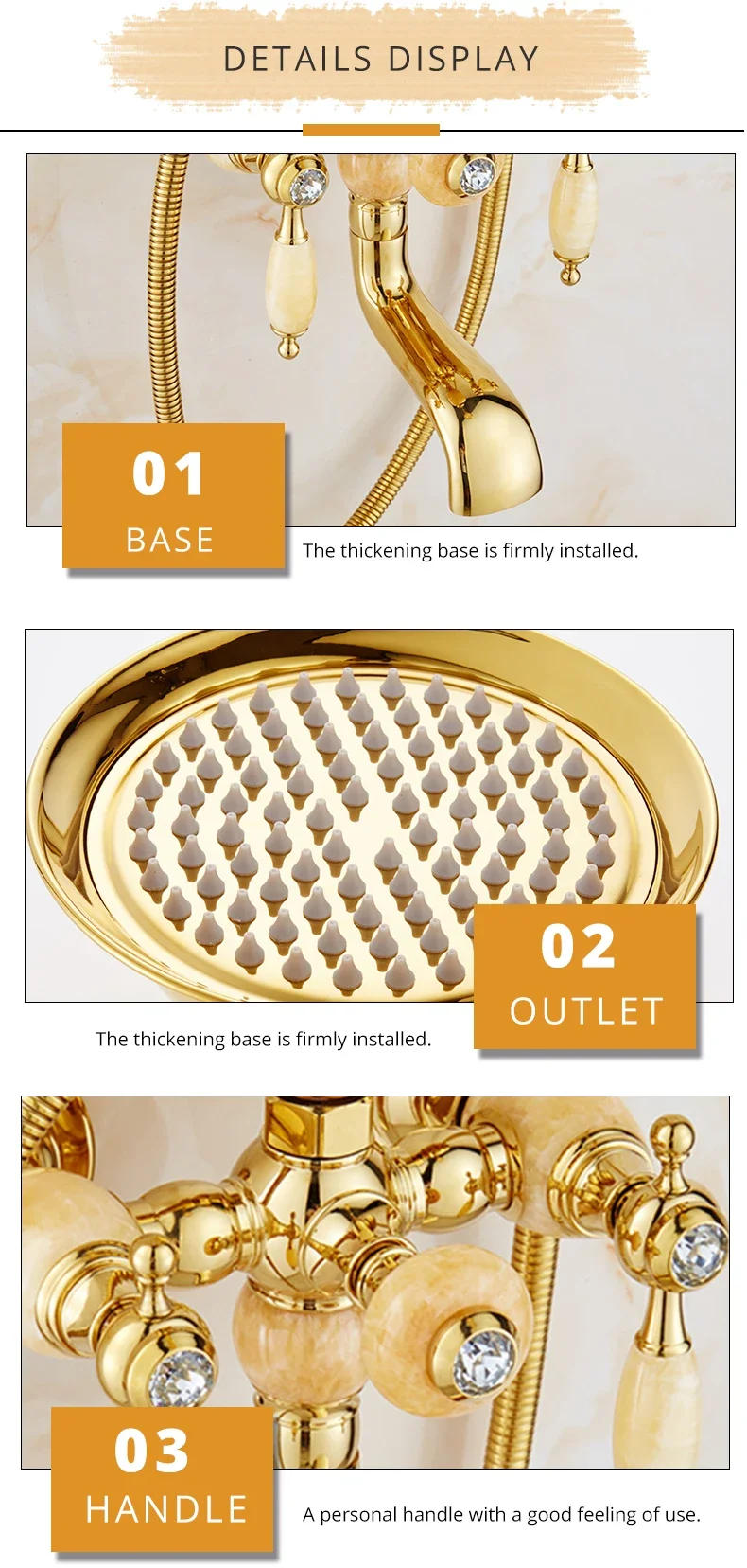 Description Picture 6 of itemShower Set Faucets Bathroom Mixer Taps Top Spray Rainfall Shower Head Washing Faucet Antique Shower System Plumbing Crane