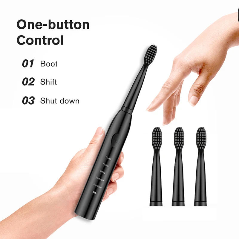 Description Picture 6 of itemSonic Rechargeable Electric Toothbrush Washable Whitening Timer for Men and Women Adult With 4pcs Head Soft Hair IPX7 Waterproof