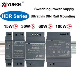 15W 30W 60W 100W Ultrathin Switching Power Supply 5V 15V 12V 24V HDR DIN Rail Mounting Transformer