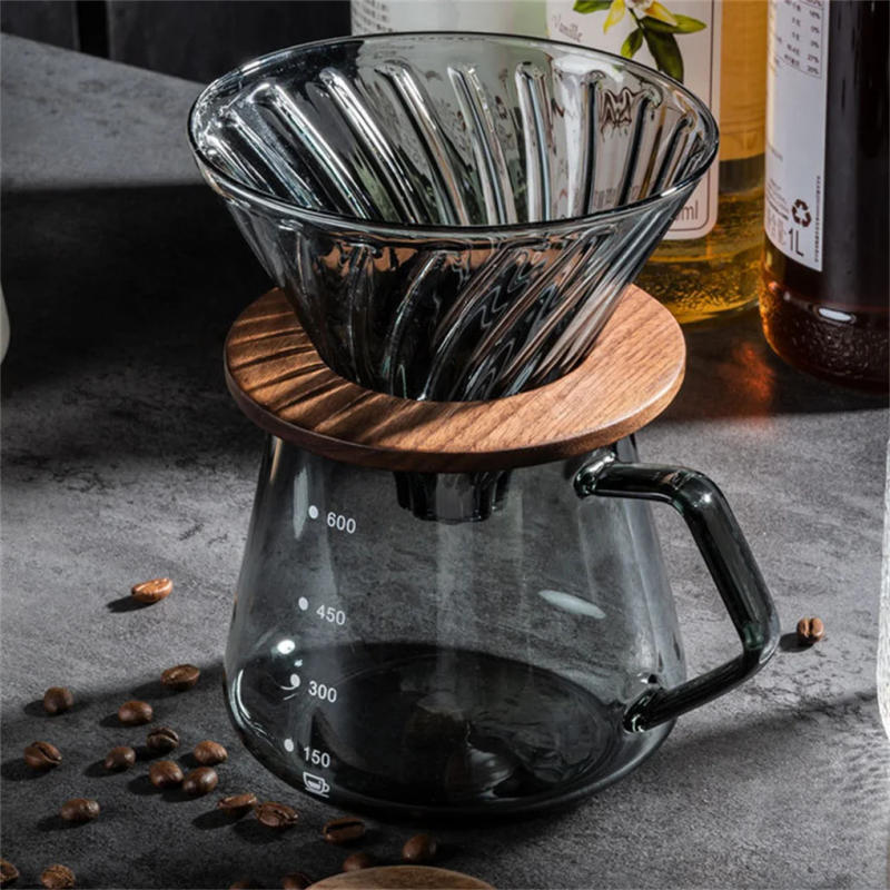 Description Picture 2 of item600ml Glass Coffee Server Reusable Drink Pour Over Drip with Scale Home Hotel Picnic Camp Pot Accessories Gifts