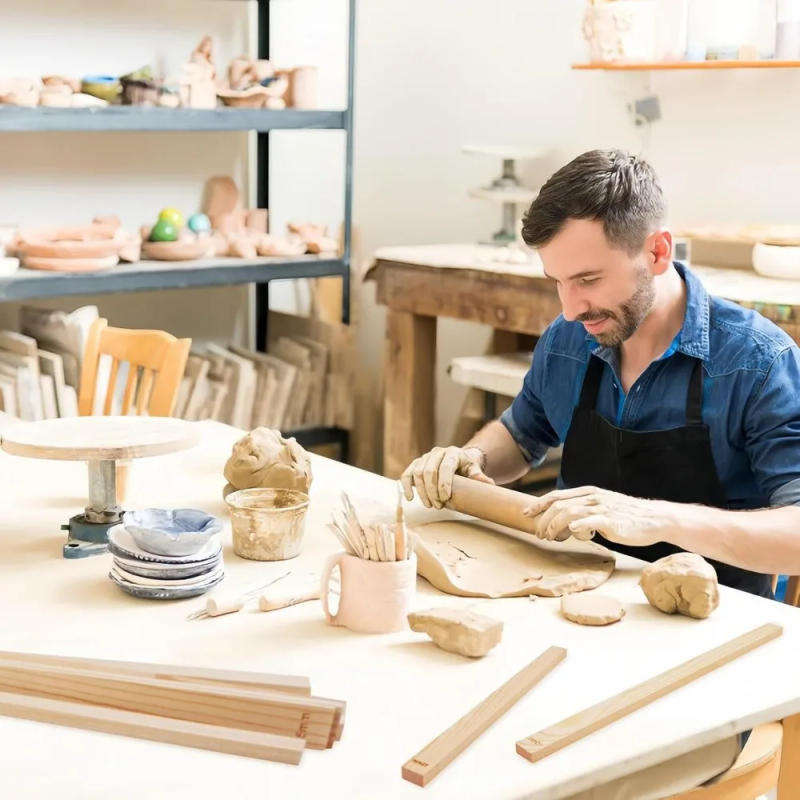 Description Picture 5 of item8pcs Wooden Slab Rolling Guides Set 3mm/5mm/7mm/10mm Light Beige Rolling Pin Guides Smooth Thickness Strips Clay Roller Rails