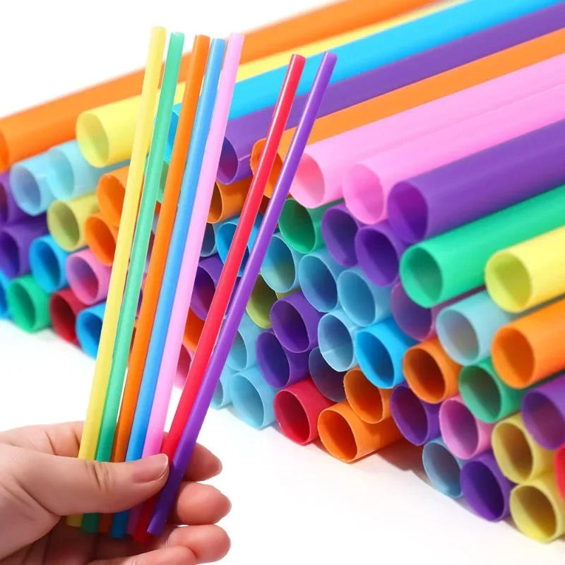 Description Picture 5 of item1000/500x Disposable Drinking Straws Multicolor MilkTea Milkshake Juice Plastic Straws Kitchen Bar Drink Party Wedding Supplies