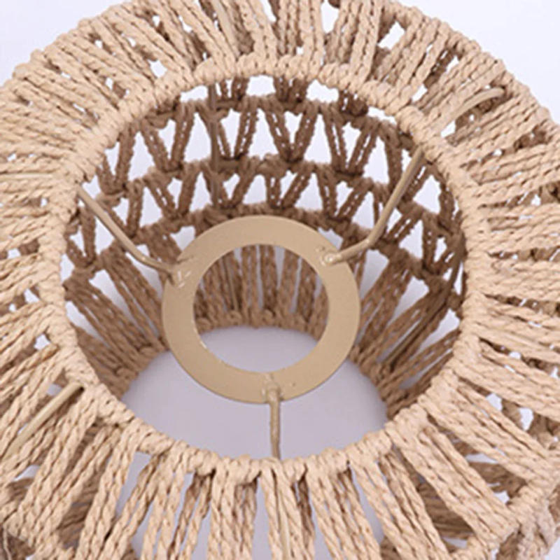 Description Picture 6 of itemSimulated Rattan Chandelier Lamp Shade Vintage Ceiling Light Cover Bulb Guard Cage for Living Room Bedroom Hotel Restaurant