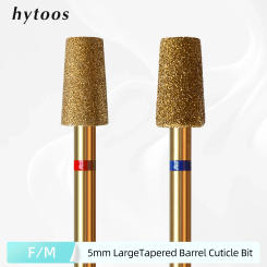 HYTOOS 5mm Large Tapered Barrel Cuticle Clean Nail Drill Bit, Titanium Russian Diamond Nail Bits Nail Cleaner Accessories Tool