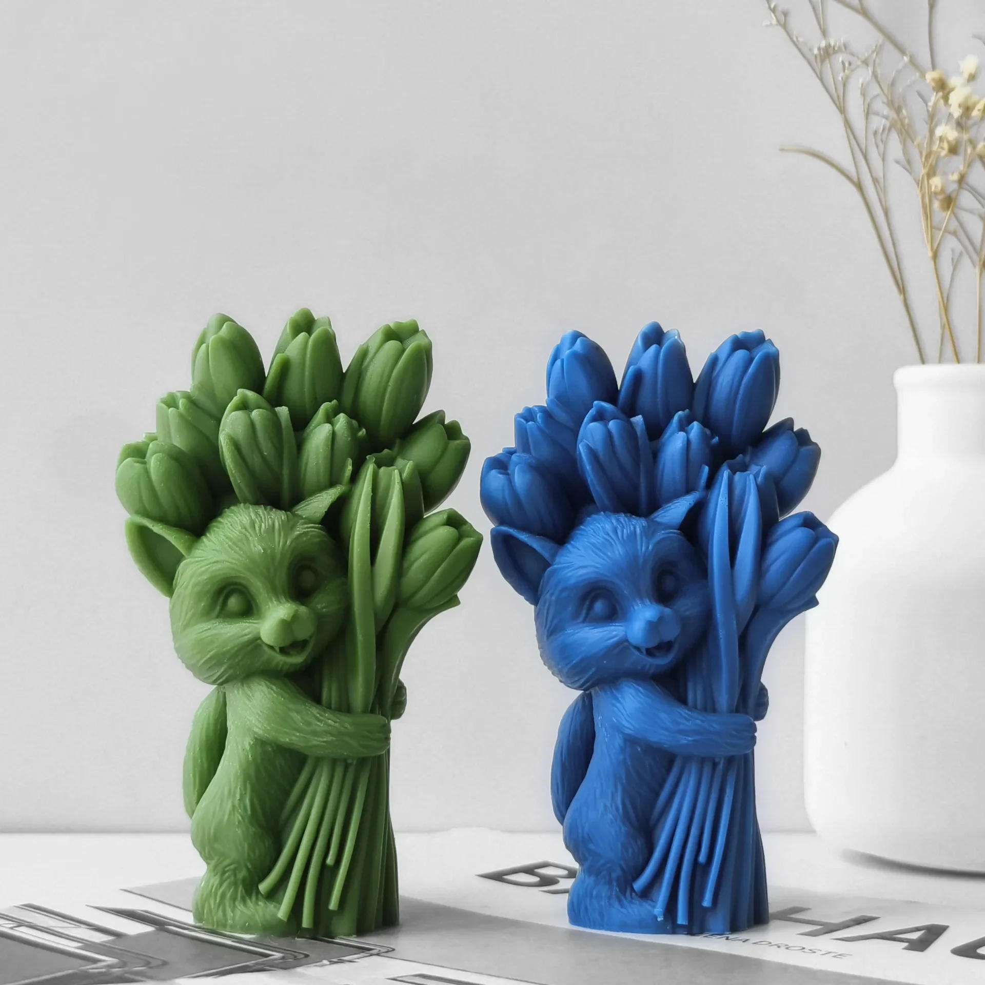 Description Picture 4 of item3D Bunny with Flower Silicone Mold DIY Candle Mold Handmade Soap Wax Making Supplies