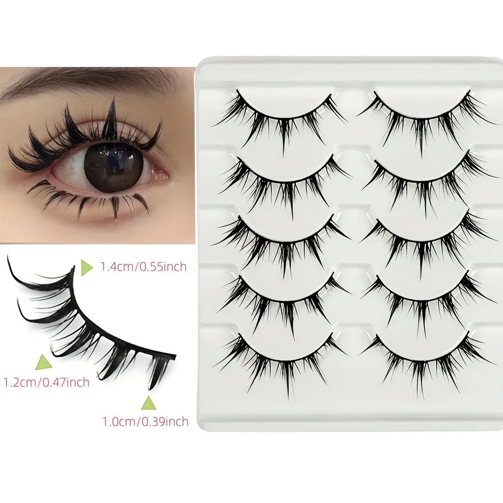Description Picture 5 of itemAnime-Inspired False Eyelashes, 5 Pairs Cartoon Eye Faux Lashes, Dramatic Look Demon Style, Volumizing & Lengthening
