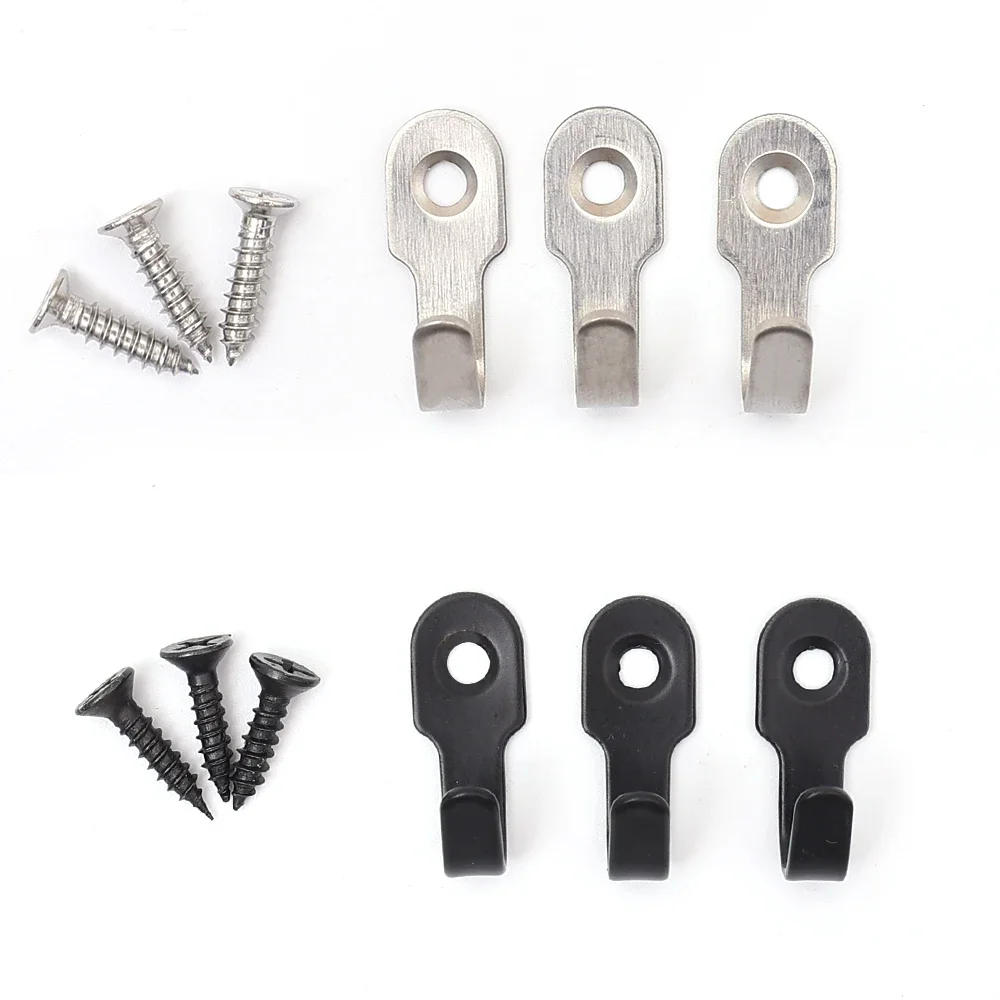 Description Picture 6 of item20/1Set Mini J-shaped Hook with Screw Stainless Steel Items Key Rack Wall Punching Hooks Kitchen Accessories Bathroom Hardware