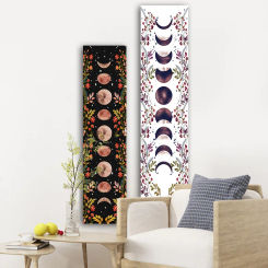 Moon Botanical flower Tapestry moon phase Wall Hanging black star flower Carpets Bohemian Psychedelic Home Dormitory Decor