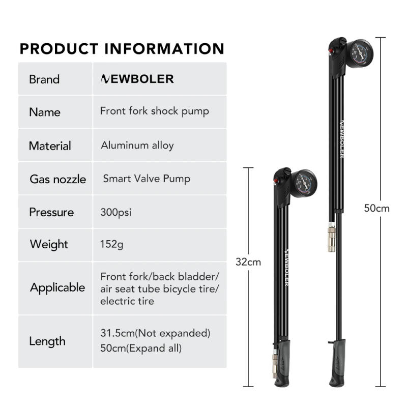 Description Picture 2 of itemPortable High-pressure 300psi Bicycle Air Pump with Gauge for Fork Rear Suspension Shock Absorber Mountain Bike Air Pump
