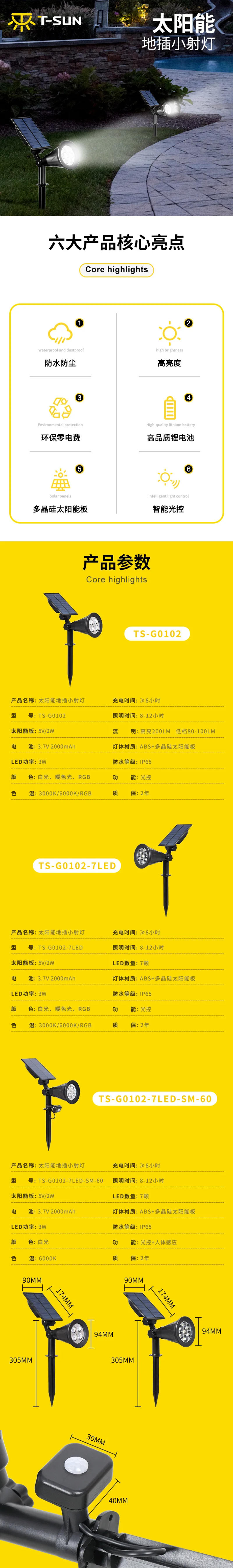 Description Picture 2 of itemSolar Garden Lights LED Outdoor Colorful RGB Outdoor Garden Super Bright Layout Lawn Light Landscape Wall Light Ground Spotlight