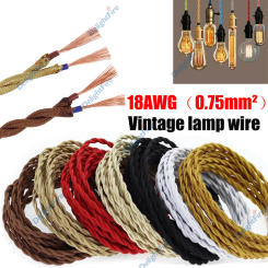 2 Core Twisted Cable Hemp Rope Electrical Wire Retro Style Copper Vintage Lamp Cord Woven Textile Wire For Lamp Fan DIY Projects