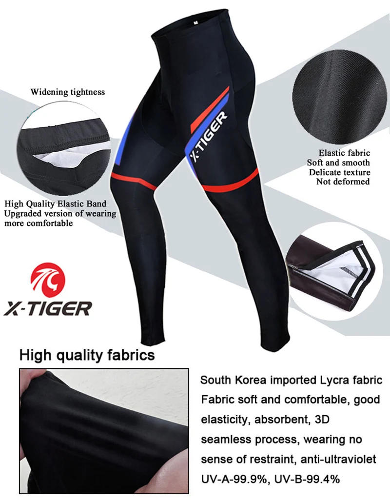 Description Picture 5 of itemX-TIGER Racing Cycling Tights Winter Thermal Bike Pants Colorful Mountain Road 5D Gel Pad Comfort Fleece Cycling Pants for Rides