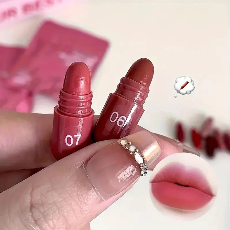 Description Picture 6 of item12pcs/set Mini Cocoa Lipsticks Long Lasting Velvet Matte Capsule Lipstick Natural Chocolate Solid Lip Gloss Makeup Cosmetic Gift