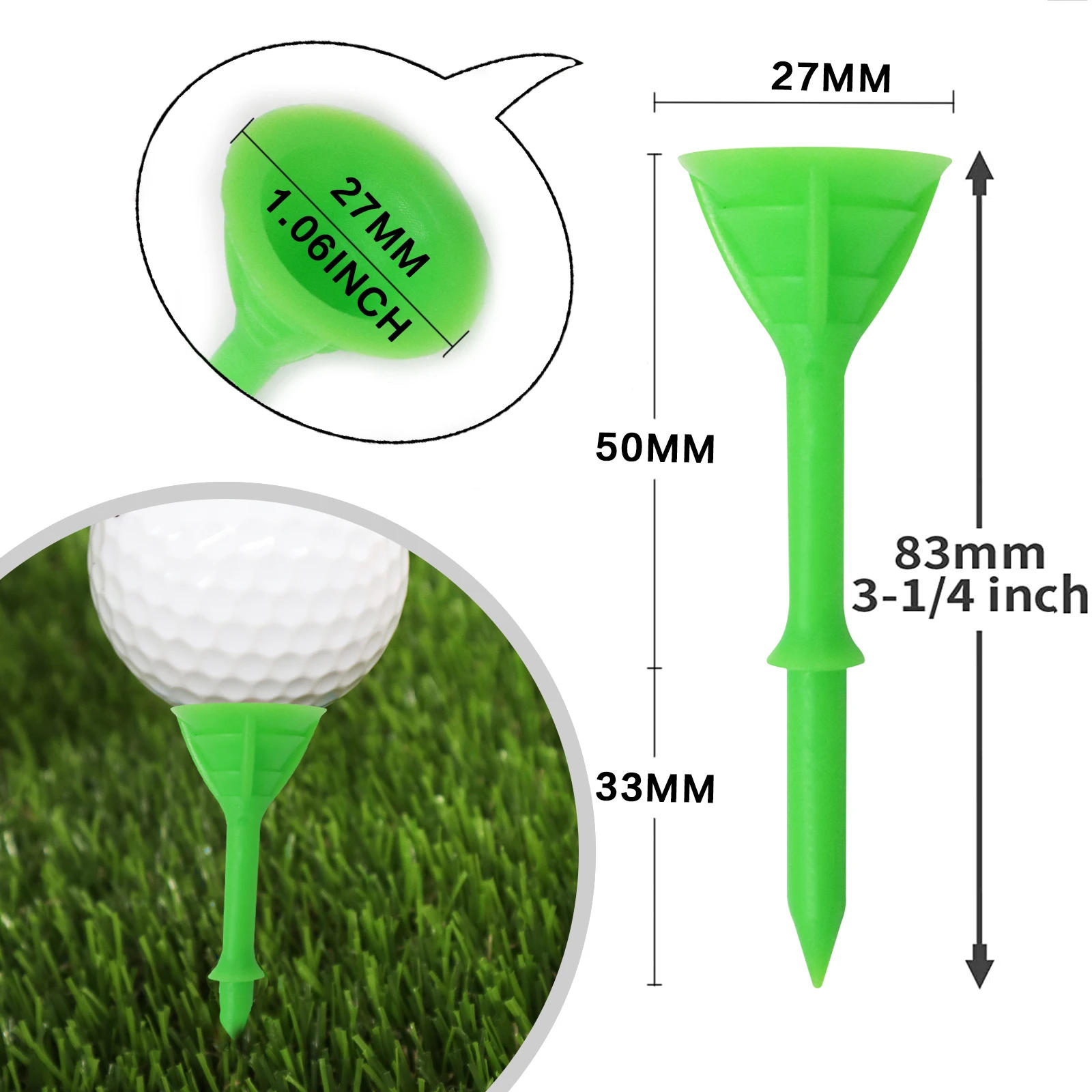 Description Picture 3 of itemGolf Tees Plastic Unbreakable Tee 3 1/4 Inch 100 Pack, Durable Stable Golf Tee 4 Colors Available for Practice Drop Shipping