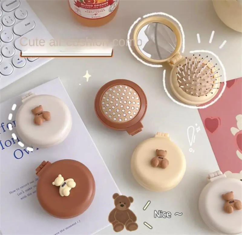 Description Picture 5 of itemCute Bear Foldable Head Massager Comb with Mirror Cartoon Air Bag Hair Comb Anti Static Styling Accessories Portable Hair Brush
