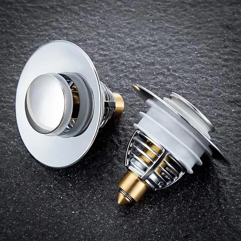 Description Picture 6 of itemUniversal Sink Drain Stopper Stainless Steel Pop-Up Bounce Core Basin Drain Filter Hair Catcher Strainer Stopper Bathroom Tool