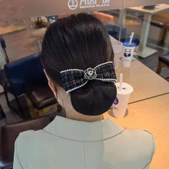 Headwear Pearl Bowknot Ponytail Clip Flower Women Spring Clips Professional Headdress Korean Bun Snood Hairgrips Cover Net