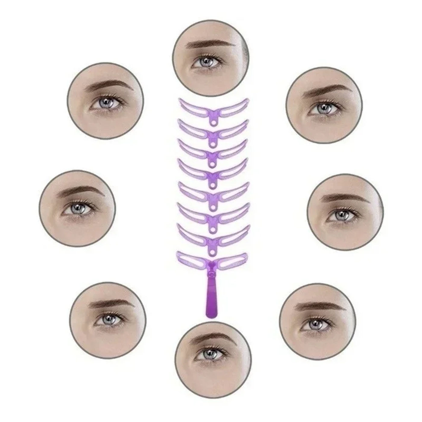 Description Picture 3 of item8Pcs Reusable Eyebrow Shaper Makeup Template Practical Seamless Plastic Eyebrow Tool for Home Use Eyebrow Styling Kit
