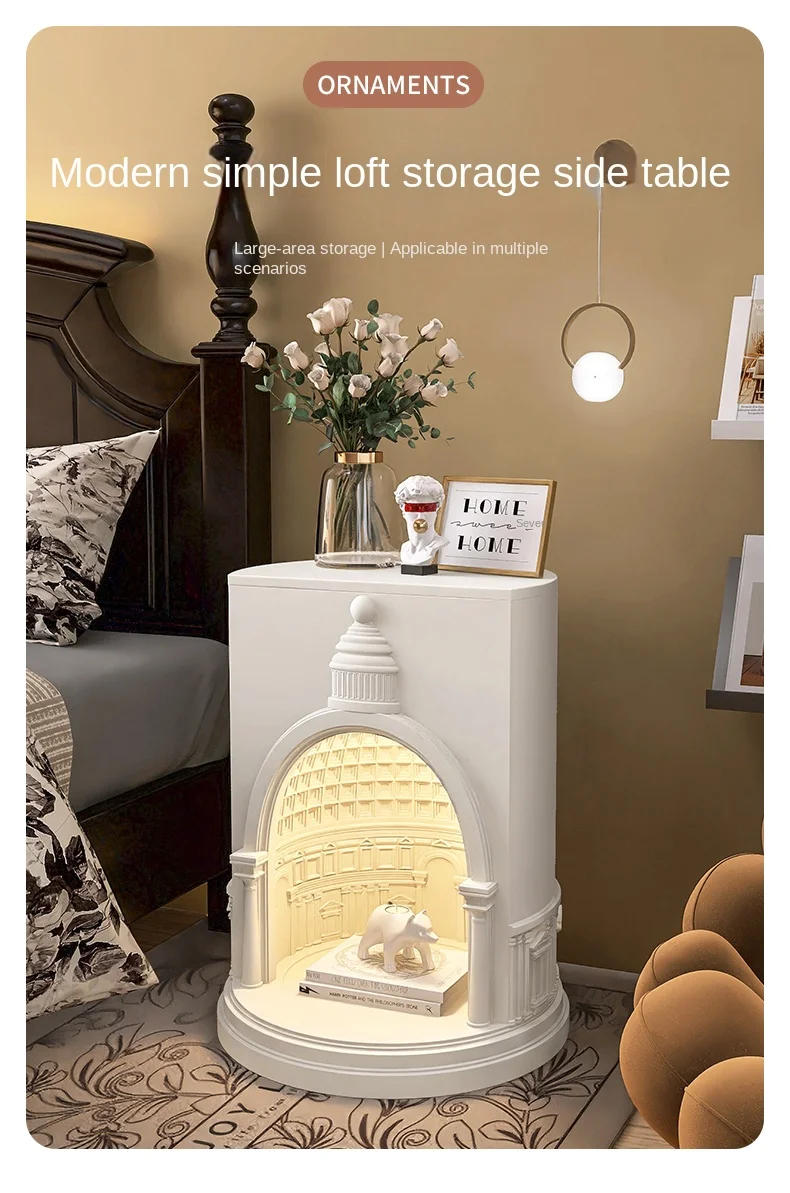 Description Picture 2 of itemModern Minimalist Coffee Table,Creative Loft Bedroom Art Side Table,Bedside Table,Multifunctional Storage Bedside Cabinet Shelf