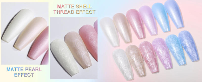 Description Picture 4 of itemYOKEFELLOW 10ML Pearl Gel Nail Polish Chrome Mermaid Gel Polish Aurora Shimmer Pearlescent Shell Soak Off UV Gel Nail Polish