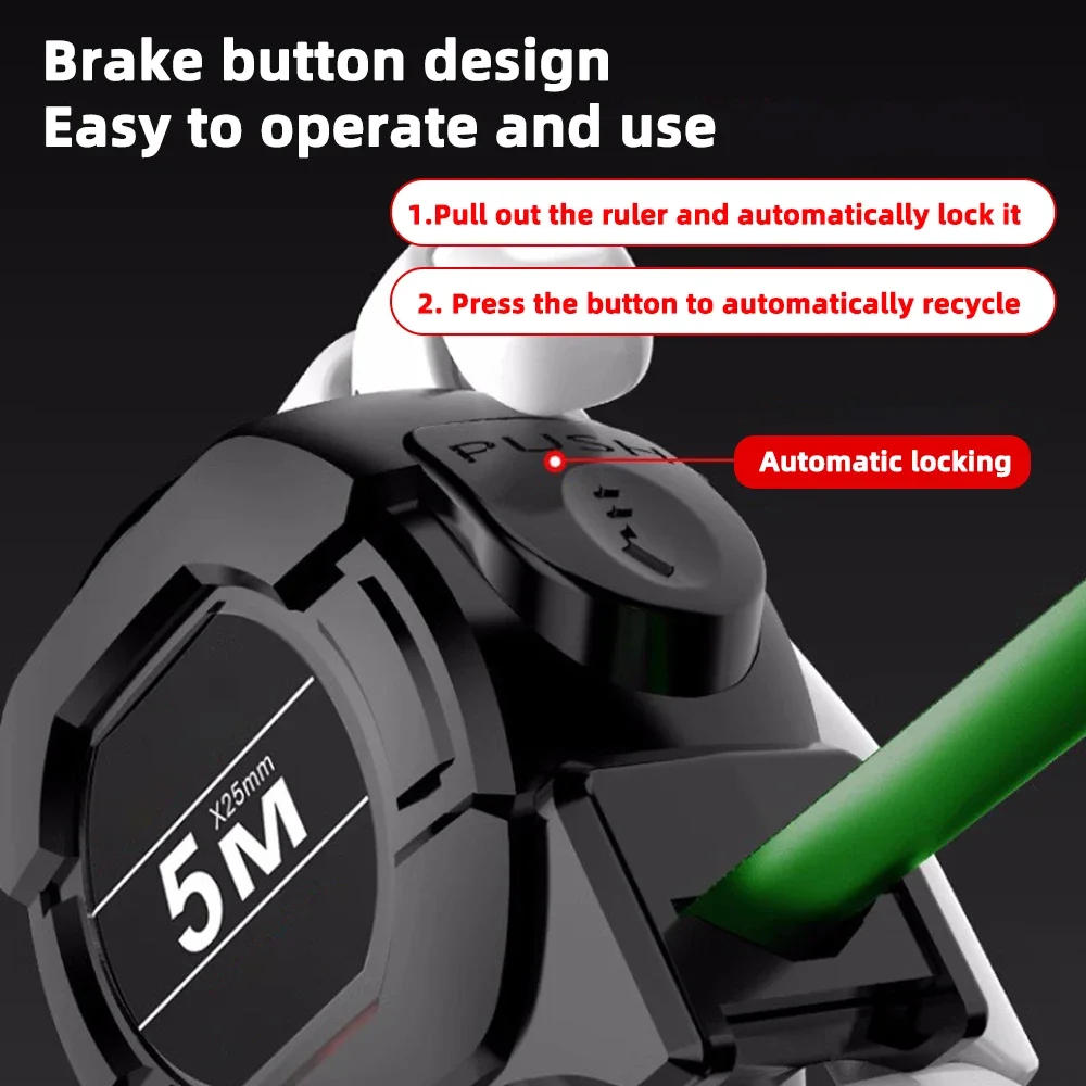 Description Picture 2 of itemFluorescent Tape Measure Thickened Metre Ruler Self-Locking Steel Tape Measure Length Measuring Tool Ruler Tape Measures Tools