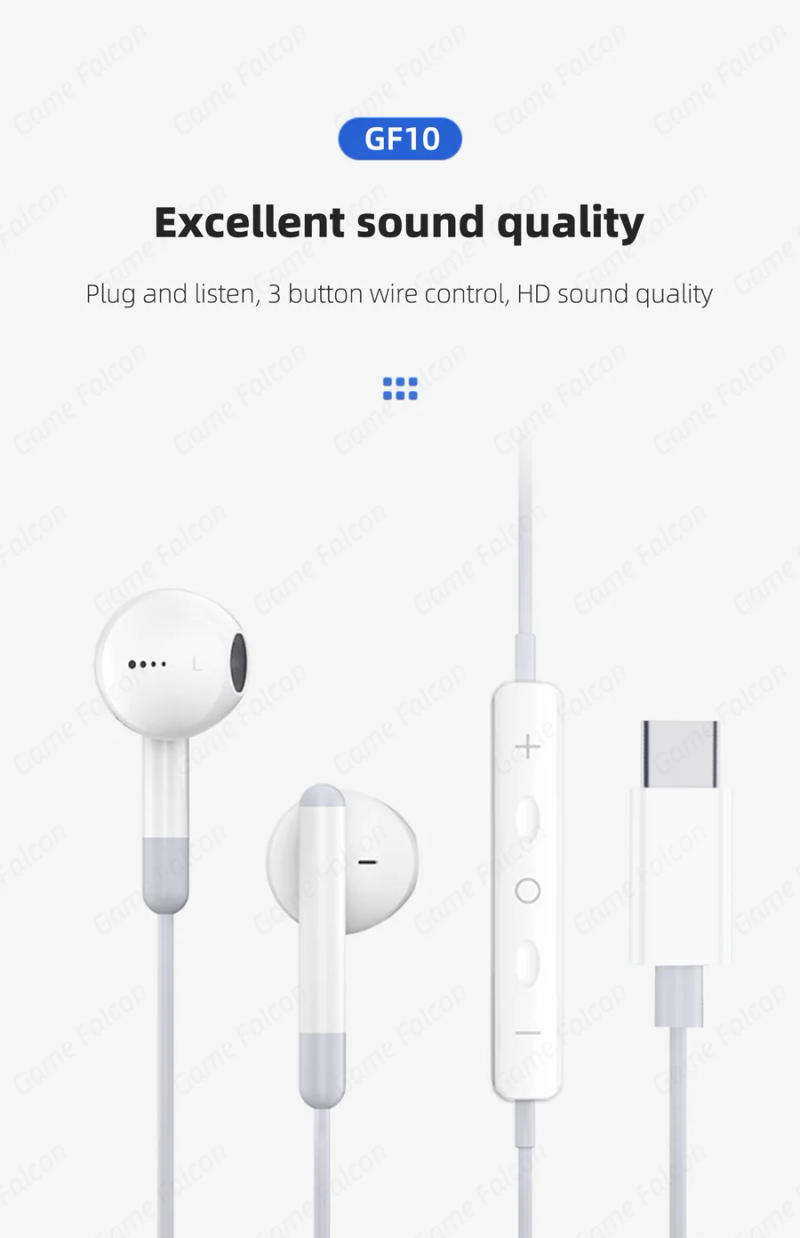 Description Picture 3 of itemHIfi Headphones For Apple iPhone 15 Pro Max Half-in-Ear With Microphone Wired Earphone For Samsung Huawei Xiaomi USB-C Earphones