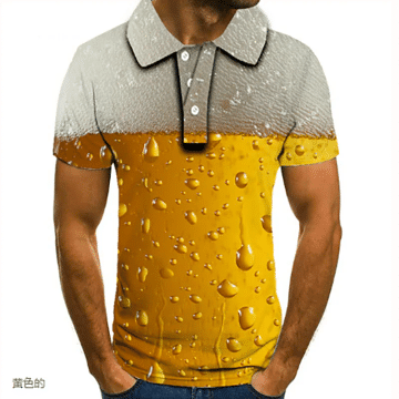 Men's Polo Shirt Tennis Shirt Golf Shirt Patterned Print Beer Collar Yellow Light Green Red Navy Blue Light Purple 3D