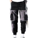 Men Color-blocked Cargo Pants Men's Hip Hop Streetwear Cargo Pants with Multi Pockets Buckle Decor Loose Fit Deep for Warmth